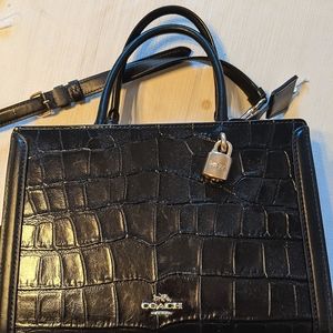 Coach swagger- black leather crocodile